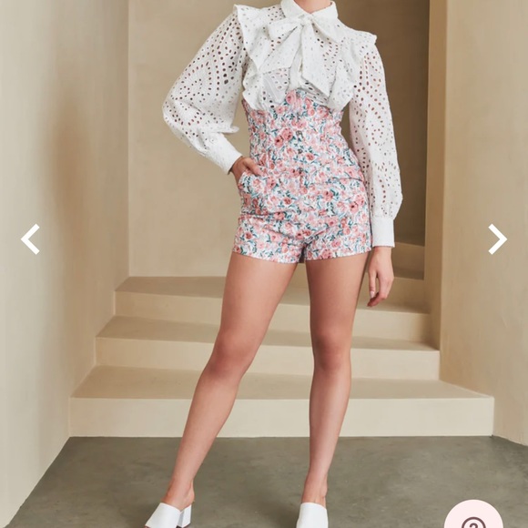Lavish Alice High Waisted Corset Shorts & Broderie Babydoll shirt. - Picture 3 of 7